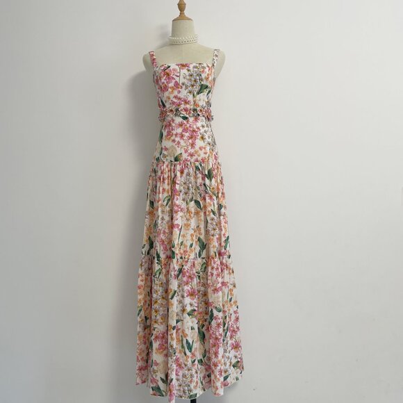 Agua By Agua Bendita lima jardiniera' floral-print linen maxi dress - Picture 4 of 16
